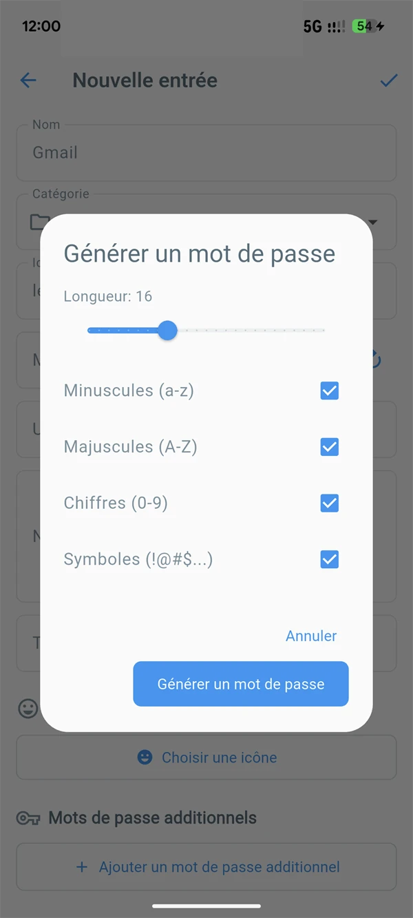 Générateur de mots de passe avec options configurables